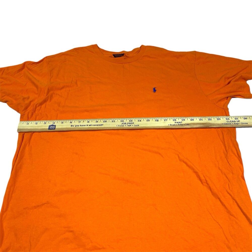 Vintage 90s Polo Ralph Lauren T-Shirt Mens XL Orange Crewneck Pony Logo Cotton - Picture 7 of 8